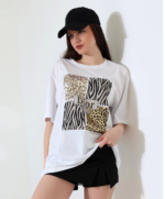 desenli oversize tişört