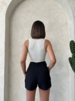 Kemer detaylı gabardin şort siyah s25289 - Görsel 3