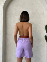 Kemerli gabardin şort lila s25735 - Görsel 3