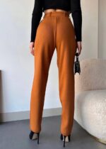 Kendinden kemerli triko pantolon camel - Görsel 3