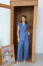 Keten yelek pantolon takım indigo pt - Görsel 7