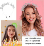 Kristal Taşlı Gümüş Birthday Girl Doğum Günü Tacı