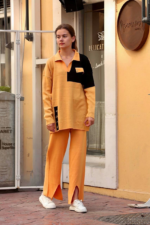 Kuş gözü triko takım Hardal - Görsel 4