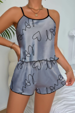 Love Baskılı  Saten Şortlu Gecelik - Görsel 2