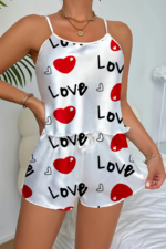 Love Desenli  Saten Şortlu Gecelik - Görsel 2