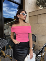 Madonna yaka sıfır kol bluz pembe - Görsel 2