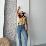 Mom fit bıyık kar yı jeans pantolon koyu mavi