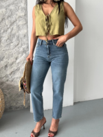 Mom fit bıyık kar yı jeans pantolon koyu mavi - Görsel 3
