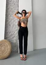 Mom fit enzim taş yı jeans pantolon siyah - Görsel 2