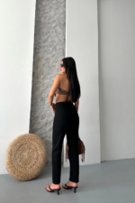Mom fit enzim taş yı jeans pantolon siyah - Görsel 3