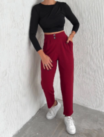 örme krep pantolon çift düğmeli - Görsel 3