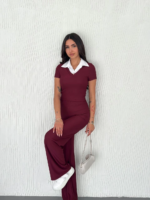 Ottoman kumaş beyaz gömlek yaka takım s4142 - Görsel 5