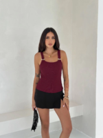 Ottoman toka askılı bluz bordo s4194 - Görsel 4