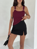 Ottoman toka askılı bluz bordo s4194 - Görsel 5