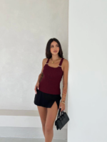 Ottoman toka askılı bluz bordo s4194 - Görsel 2