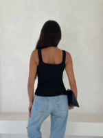Ottoman toka askılı bluz siyah s4194 - Görsel 4