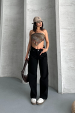 zzo straight enzim süper taş yı jeans pantolon siyah - Görsel 6