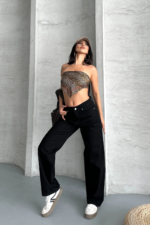 zzo straight enzim süper taş yı jeans pantolon siyah - Görsel 4