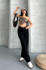 zzo straight enzim süper taş yı jeans pantolon siyah - Görsel 5