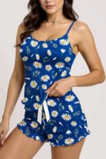 Desenli  Askılı Şortlu Pijama - Görsel 2
