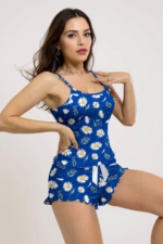 Desenli  Askılı Şortlu Pijama - Görsel 3