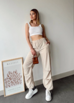 Paraşüt pantolon bej - Görsel 2