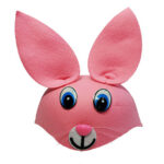 Pembe Kulaklı Peluş Tavşan Şapkası - Hayvan Kostümü