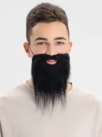 Siyah Peluş Takma Sakal ve Bıyık Seti