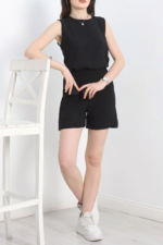 Şortlu Ayrobin takım siyah - Görsel 6