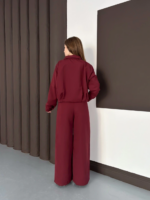 Trenç takım alt üst bordo ons - Görsel 3