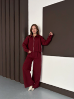 Trenç takım alt üst bordo ons - Görsel 6