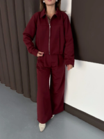 Trenç takım alt üst bordo ons - Görsel 4