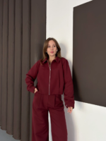 Trenç takım alt üst bordo ons - Görsel 5