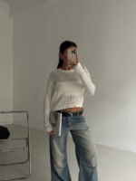 Triko transparent bluz beyaz - Görsel 2