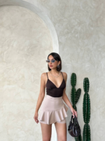 Vnlu fırfırlı şort bej s24683 - Görsel 2