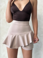 Vnlu fırfırlı şort bej s24683 - Görsel 6