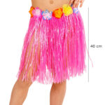 Pembe Püsküllü Hawaii Luau Hula Etek - 40 cm