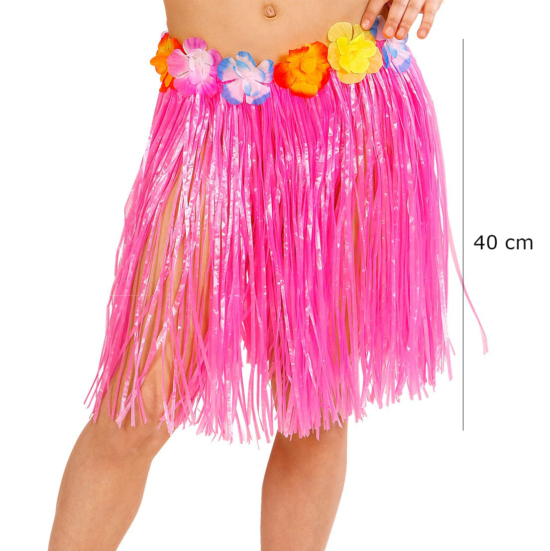 yetiskin-ve-cocuk-uyumlu-pembe-r-resim-2118.jpg Pembe Püsküllü Hawaii Luau Hula Etek - 40 cm - Görsel 1