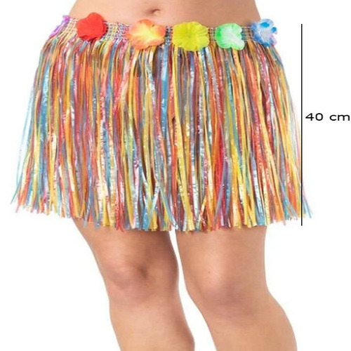 yetiskin-ve-cocuk-uyumlu-rengare-resim-2115.jpg Gökkuşağı Püsküllü Hawaii Luau Etek - 40 cm - Görsel 1