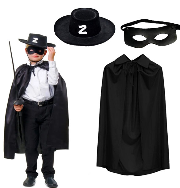 zorro-pelerini-sapkasi-ve-maske-resim-4066.jpg Çocuk Zorro Kostüm Seti - Pelerin, Şapka ve Maske - Görsel 1