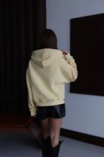 3 iplik şardonlu kapşonlu hoodie frm sarı p510437 - Görsel 4