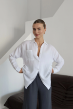 Tek cepli müslin gömlek beyaz pt - Görsel 5