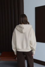 3 iplik şardonlu kapşonlu hoodie frm bej p510437 - Görsel 3