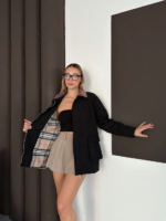 Astarlı yaka detaylı artos ceket siyah st2651019 - Görsel 2