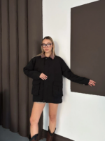Astarlı yaka detaylı artos ceket siyah st2651019 - Görsel 4
