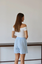 Müslin kumaş şort bağcıklı mavi pt - Görsel 2