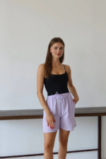 Müslin kumaş şort bağcıklı lila pt - Görsel 3