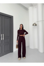 Bubble alt üst takım bordo pt510446 - Görsel 2