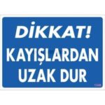 Dikkat Kayışlardan Uzak Dur Uyarı Levhası 25x35 cm - Hareketli Parça