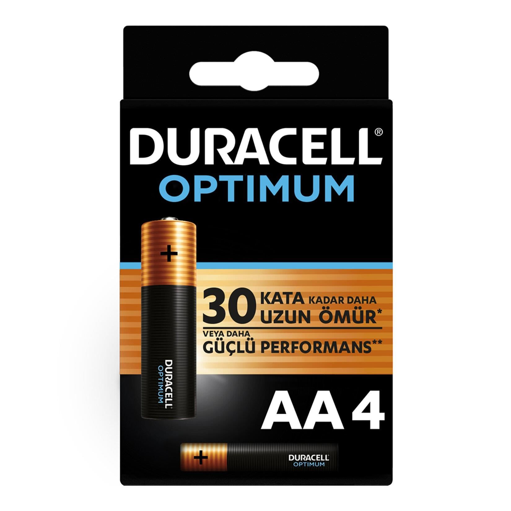 duracell-optimum-alkalin-pil-aa-4-lu-paket-63570.jpg Duracell Optimum AA Kalem Pil 4’lü Paket - 30 Kat Daha Uzun Ömür - Görsel 1
